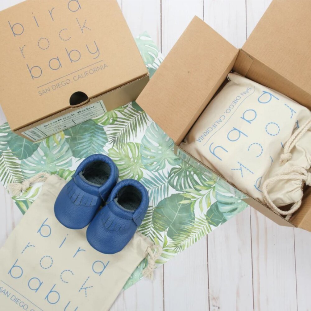 BirdRock Baby Genuine Leather Moccasins, Royal Blue